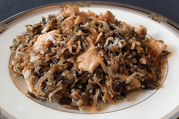 Ginger Sesame Chicken with Toasted Coconut Wild Rice