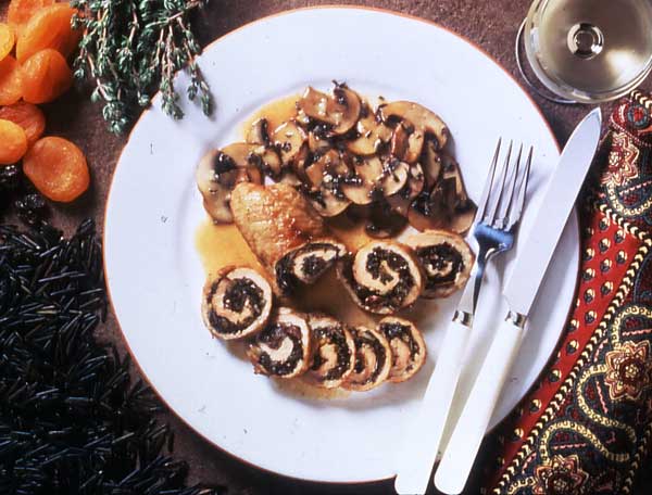 Veal Escallops with Fruited Wild Rice Stuffing