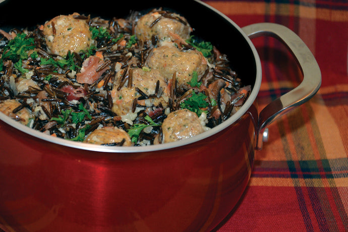 Wild Risotto with Chicken Meatballs