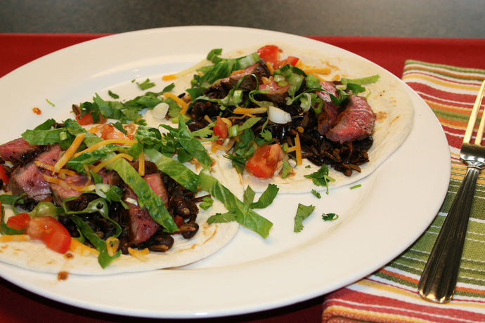 Steak, Wild Rice, & Black Bean Tacos