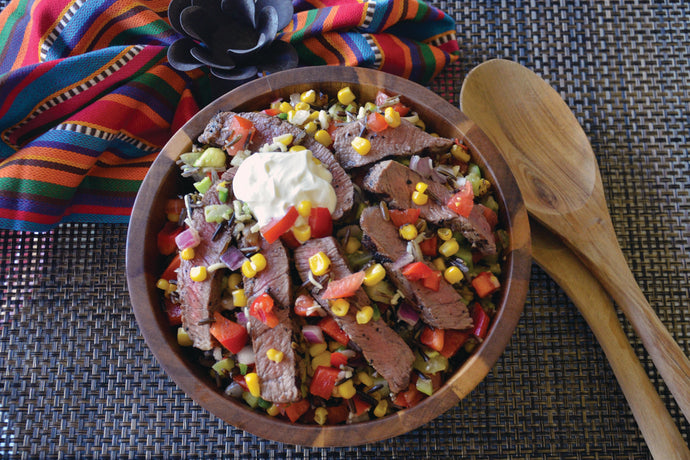 Summer Grilled Steak, Wild Rice, & Veggie Bowl