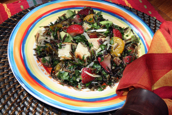 Fruity Wild Rice Chicken Spinach Salad