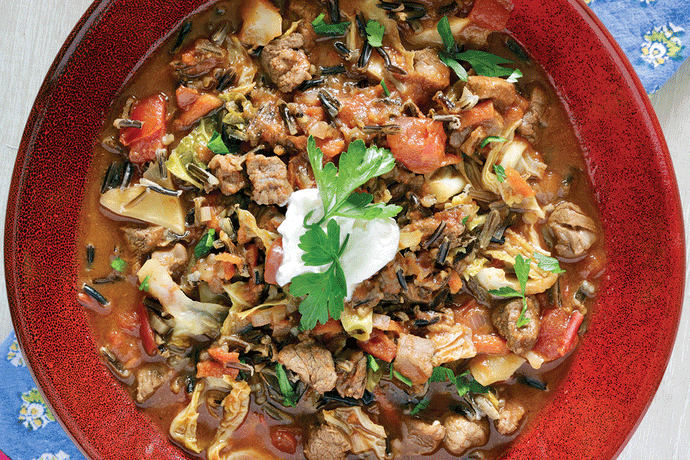 Wild Rice Stuffed Cabbage Soup